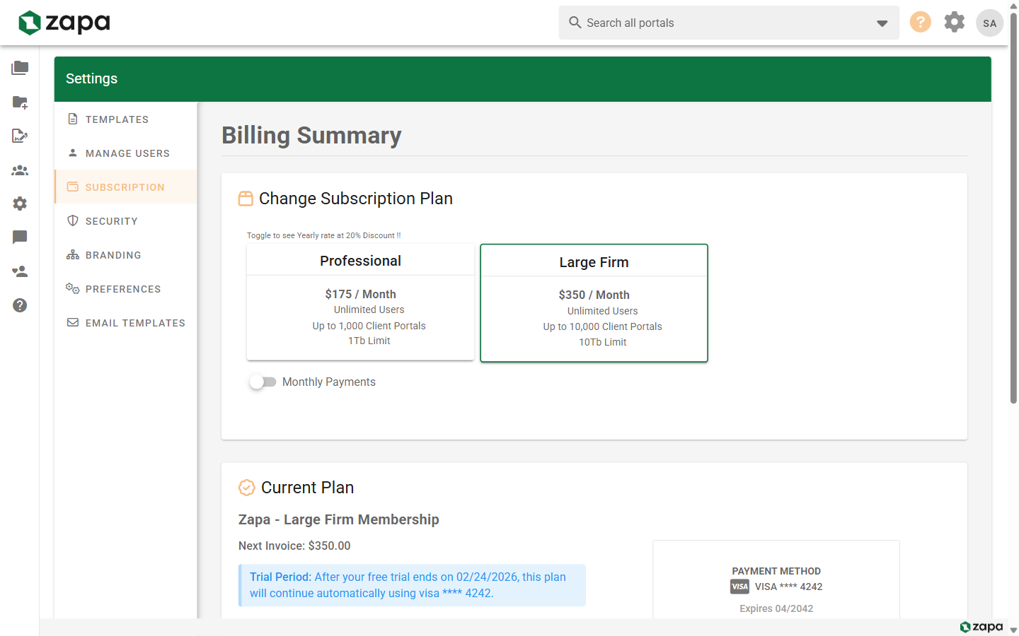 Billing Settings