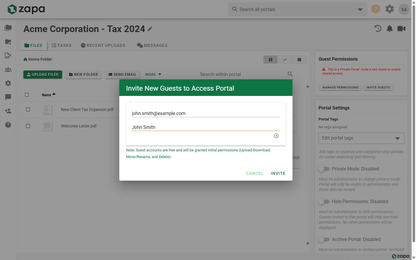 Invite Form Filled