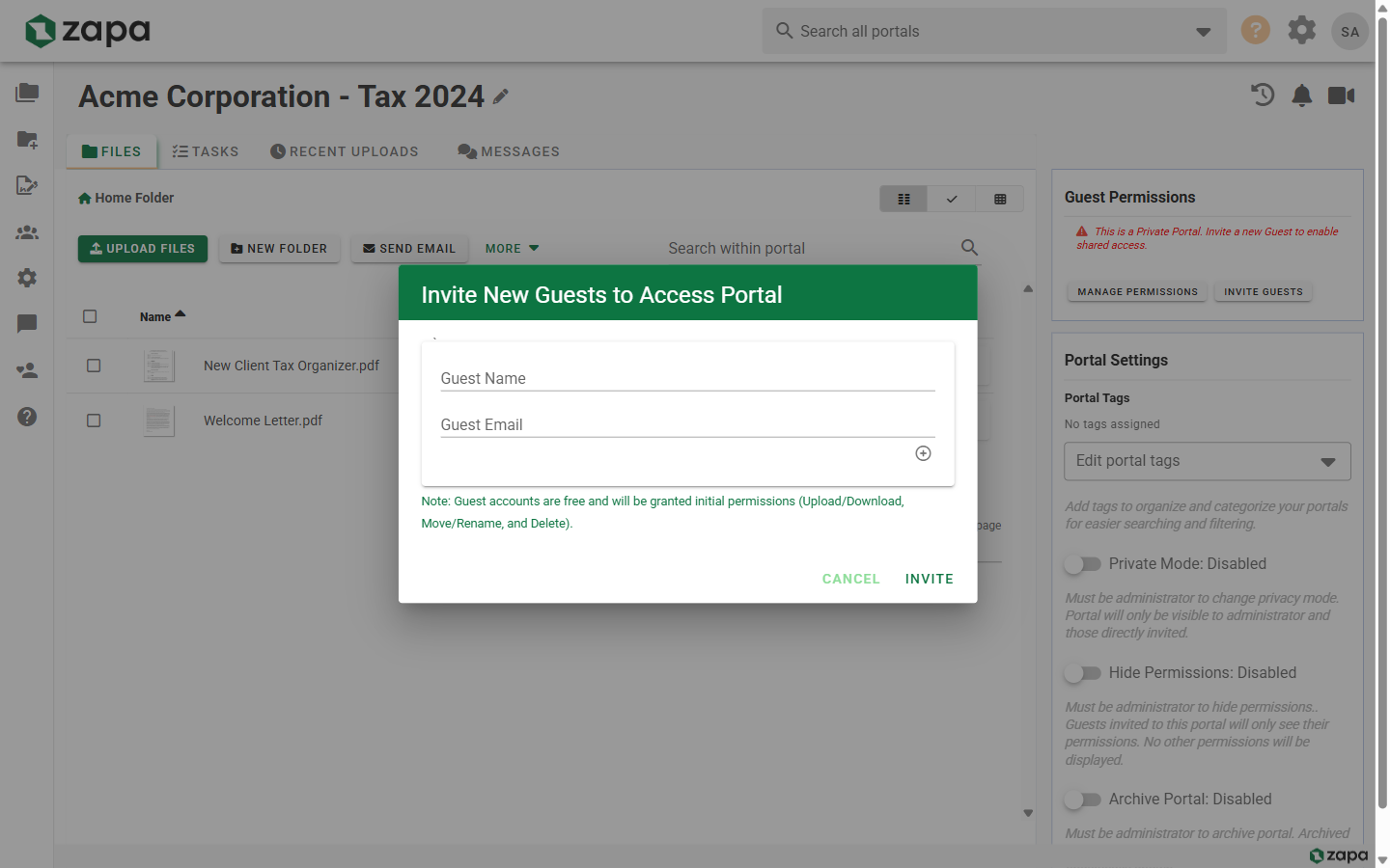 Invite Guest Dialog
