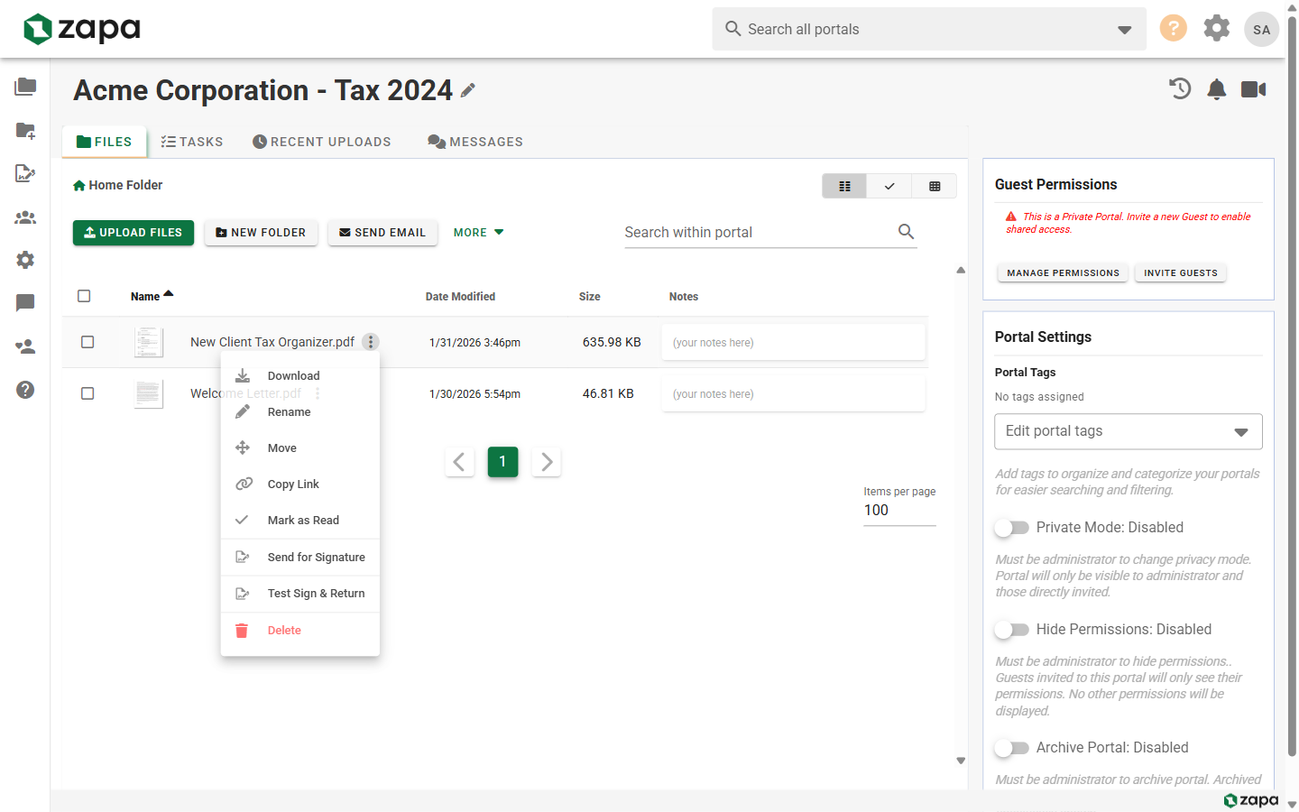 Portal with File Notes
