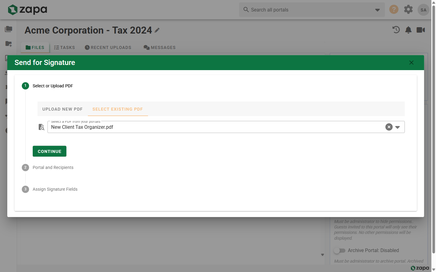 Send for Signature Dialog