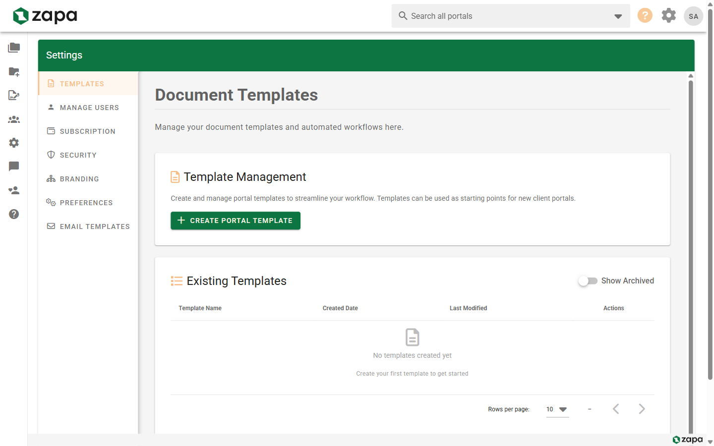 Templates Tab
